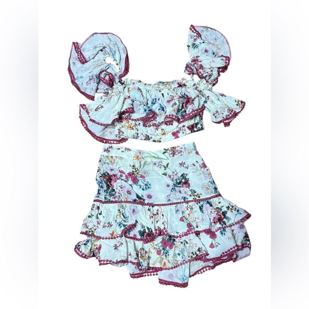 Charo Ruiz Ibiza Set Cara fera ruffled floral top skirt set - Picture 2 of 5